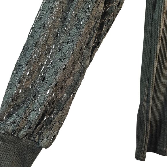 Miholl Lace Long Sleeve Knit Top Green Whimsigoth Grunge Fairy Size Small - Picture 3 of 7